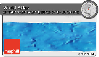 Physical Panoramic Map of the Area around 28° 18' 5" N, 136° 55' 30" E