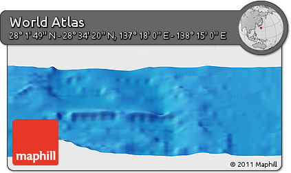 Physical Panoramic Map of the Area around 28° 18' 5" N, 137° 46' 30" E
