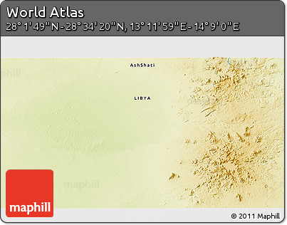 Physical 3D Map of the Area around 28° 18' 5" N, 13° 40' 30" E