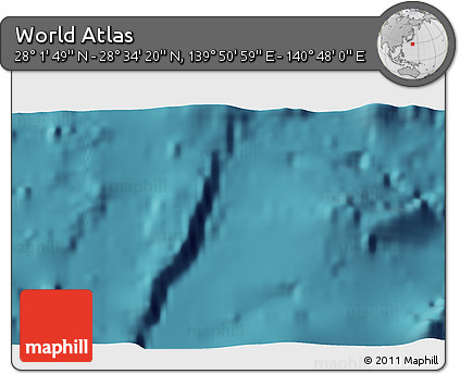 Satellite 3D Map of the Area around 28° 18' 5" N, 140° 19' 29" E