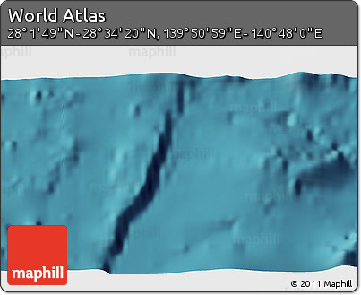 Satellite 3D Map of the Area around 28° 18' 5" N, 140° 19' 29" E