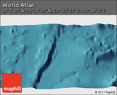 Satellite 3D Map of the Area around 28° 18' 5" N, 140° 19' 29" E