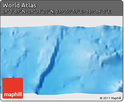 Shaded Relief 3D Map of the Area around 28° 18' 5" N, 140° 19' 29" E