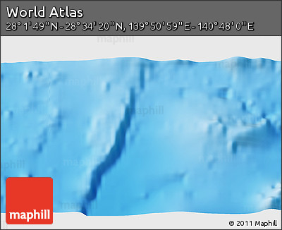 Shaded Relief 3D Map of the Area around 28° 18' 5" N, 140° 19' 29" E