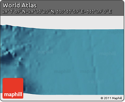 Satellite 3D Map of the Area around 28° 18' 5" N, 141° 10' 30" E
