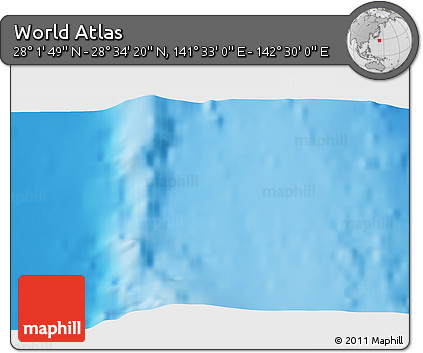 Physical 3D Map of the Area around 28° 18' 5" N, 142° 1' 30" E