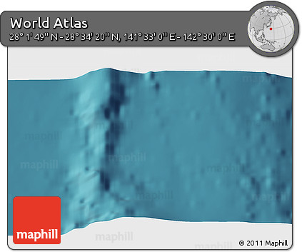 Satellite 3D Map of the Area around 28° 18' 5" N, 142° 1' 30" E