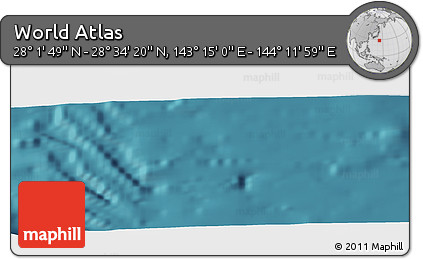 Satellite Panoramic Map of the Area around 28° 18' 5" N, 143° 43' 29" E