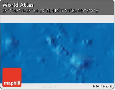 Physical 3D Map of the Area around 28° 18' 5" N, 144° 34' 29" E