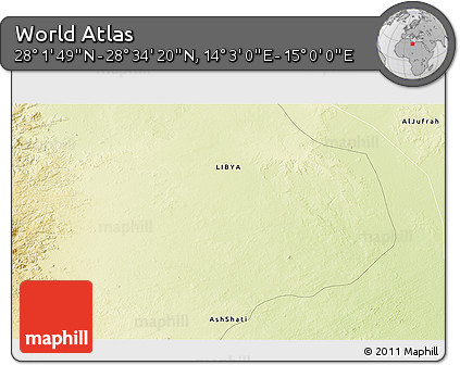 Physical 3D Map of the Area around 28° 18' 5" N, 14° 31' 30" E