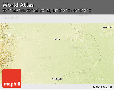 Physical 3D Map of the Area around 28° 18' 5" N, 14° 31' 30" E