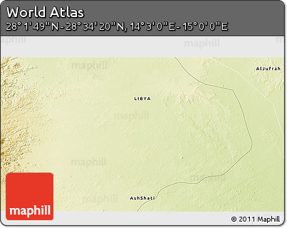Physical 3D Map of the Area around 28° 18' 5" N, 14° 31' 30" E