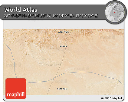 Satellite 3D Map of the Area around 28° 18' 5" N, 15° 22' 30" E