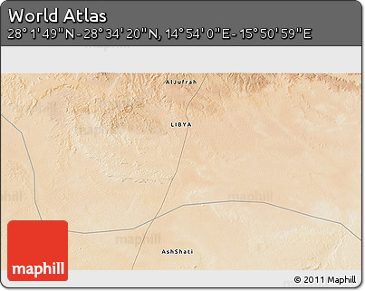 Satellite 3D Map of the Area around 28° 18' 5" N, 15° 22' 30" E