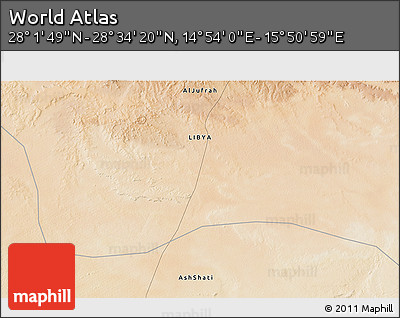 Satellite 3D Map of the Area around 28° 18' 5" N, 15° 22' 30" E
