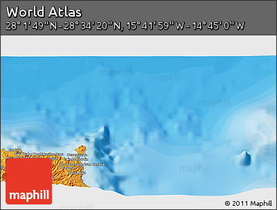 Political 3D Map of the Area around 28° 18' 5" N, 15° 13' 29" W