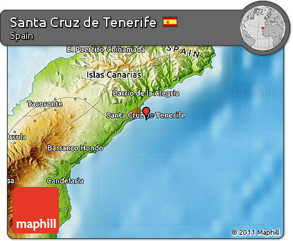 Physical Map of Santa Cruz De Tenerife
