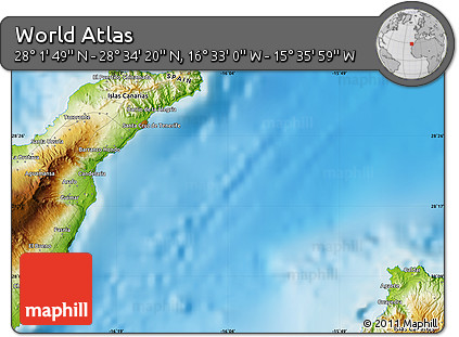 Physical Map of the Area around 28° 18' 5" N, 16° 4' 29" W