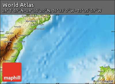 Physical Map of the Area around 28° 18' 5" N, 16° 4' 29" W