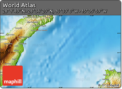 Physical Map of the Area around 28° 18' 5" N, 16° 4' 29" W