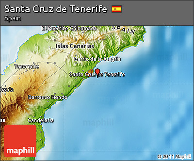 Physical Map of Santa Cruz De Tenerife