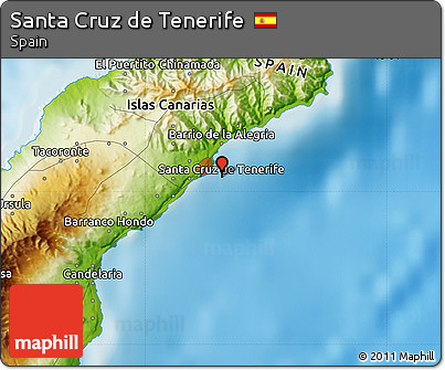 Physical Map of Santa Cruz De Tenerife