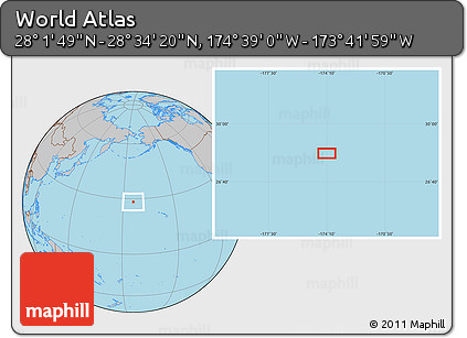 Gray Location Map of the Area around 28°&nbsp;18'&nbsp;5"&nbsp;N,&nbsp;174°&nbsp;10'&nbsp;30"&nbsp;W