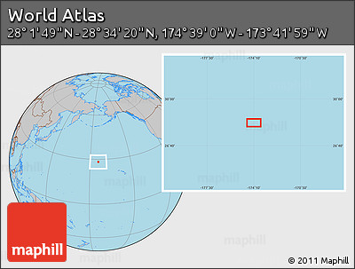 Gray Location Map of the Area around 28°&nbsp;18'&nbsp;5"&nbsp;N,&nbsp;174°&nbsp;10'&nbsp;30"&nbsp;W
