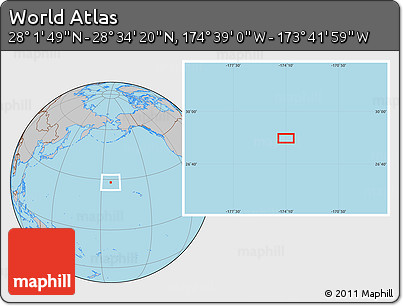 Gray Location Map of the Area around 28°&nbsp;18'&nbsp;5"&nbsp;N,&nbsp;174°&nbsp;10'&nbsp;30"&nbsp;W