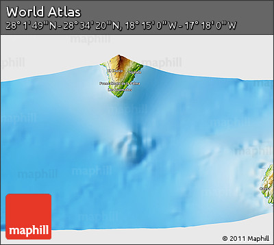 Physical 3D Map of the Area around 28° 18' 5" N, 17° 46' 29" W