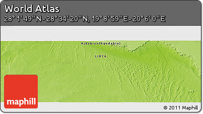 Physical Panoramic Map of the Area around 28° 18' 5" N, 19° 37' 30" E