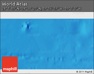 Physical 3D Map of the Area around 28° 18' 5" N, 19° 28' 30" W