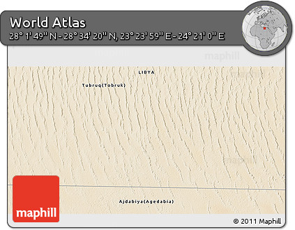 Satellite 3D Map of the Area around 28° 18' 5" N, 23° 52' 30" E