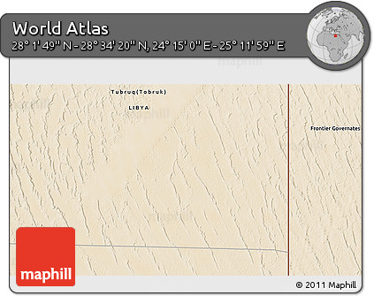 Satellite 3D Map of the Area around 28° 18' 5" N, 24° 43' 30" E