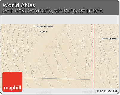 Satellite 3D Map of the Area around 28° 18' 5" N, 24° 43' 30" E