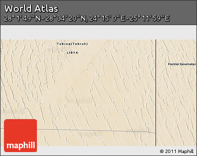 Satellite 3D Map of the Area around 28° 18' 5" N, 24° 43' 30" E