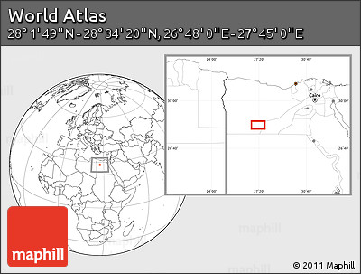 Blank Location Map of the Area around 28° 18' 5" N, 27° 16' 29" E