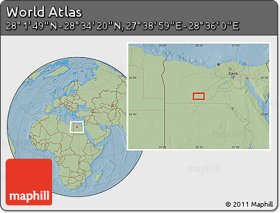 Savanna Style Location Map of the Area around 28° 18' 5" N, 28° 7' 30" E, hill shading
