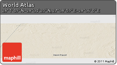 Shaded Relief Panoramic Map of the Area around 28° 18' 5" N, 28° 7' 30" E