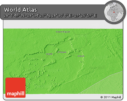 Political 3D Map of the Area around 28° 18' 5" N, 28° 58' 30" E