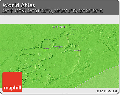 Political 3D Map of the Area around 28° 18' 5" N, 28° 58' 30" E