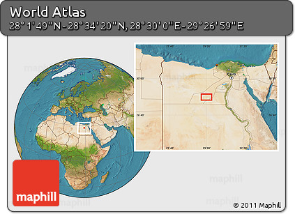 Satellite Location Map of the Area around 28° 18' 5" N, 28° 58' 30" E