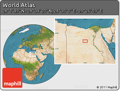 Satellite Location Map of the Area around 28° 18' 5" N, 28° 58' 30" E