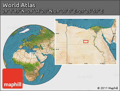 Satellite Location Map of the Area around 28° 18' 5" N, 28° 58' 30" E