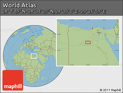 Savanna Style Location Map of the Area around 28° 18' 5" N, 28° 58' 30" E