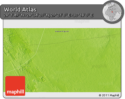 Physical 3D Map of the Area around 28° 18' 5" N, 29° 49' 30" E