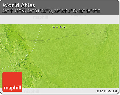 Physical 3D Map of the Area around 28° 18' 5" N, 29° 49' 30" E