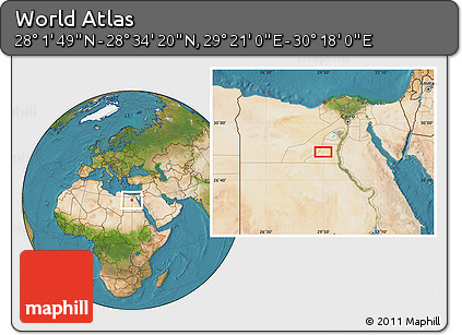 Satellite Location Map of the Area around 28° 18' 5" N, 29° 49' 30" E