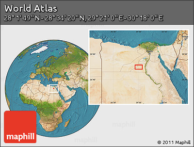 Satellite Location Map of the Area around 28° 18' 5" N, 29° 49' 30" E