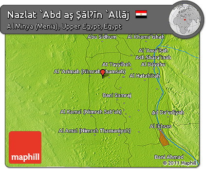 Physical 3D Map of Nazlat `Abd Aş Şālḩīn `Allāj